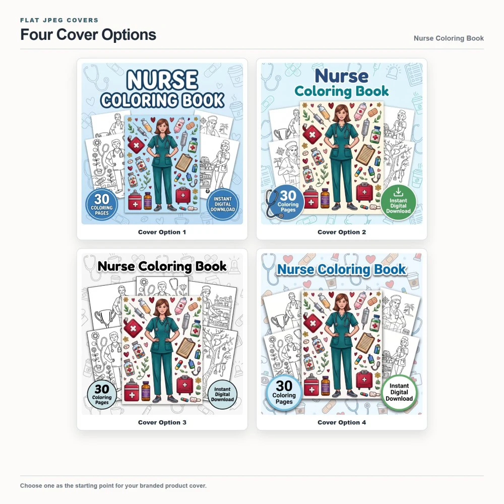 Nurse Coloring Your Brand PLR cover options