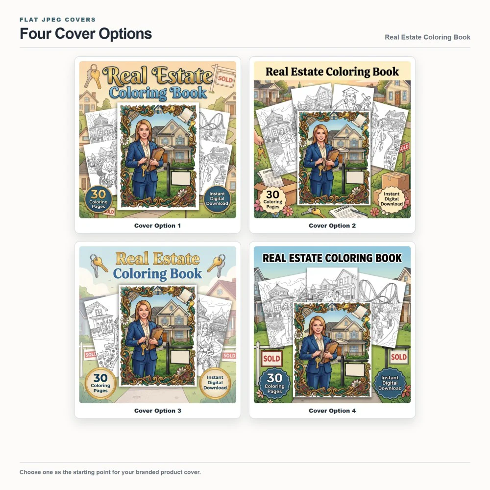 Real Estate Coloring Your Brand PLR cover options
