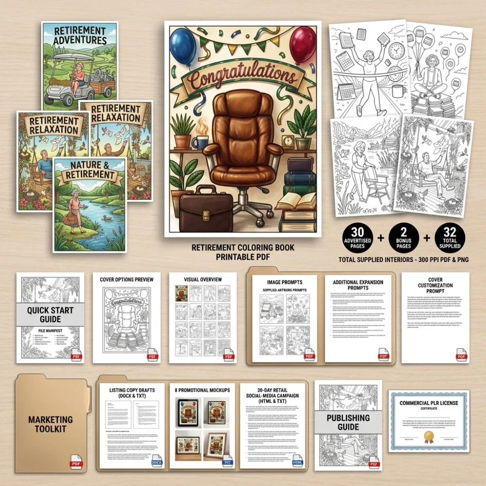 Retirement Coloring What You Get PLR files