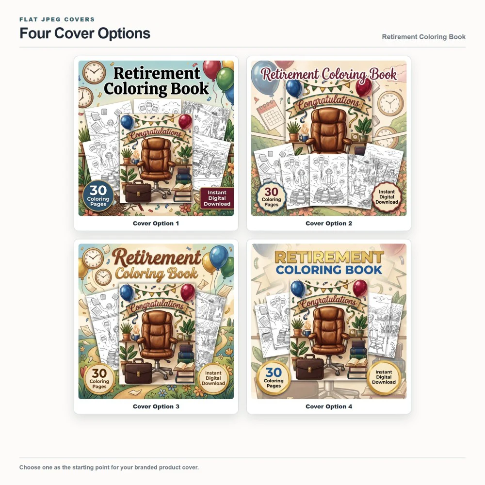 Retirement Coloring Your Brand PLR cover options