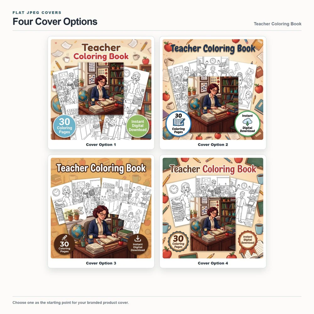 Teacher Coloring Your Brand PLR cover options