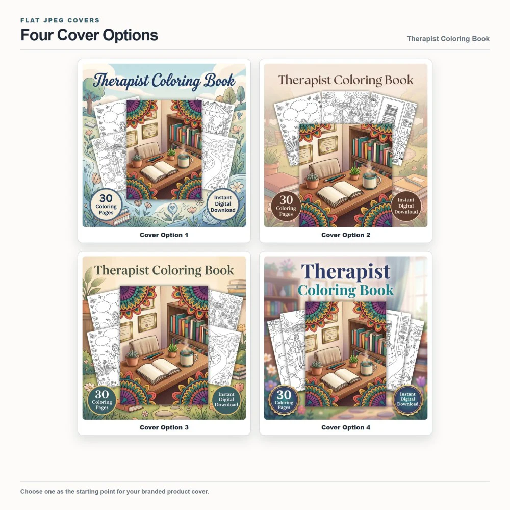 Therapist Coloring Your Brand PLR cover options