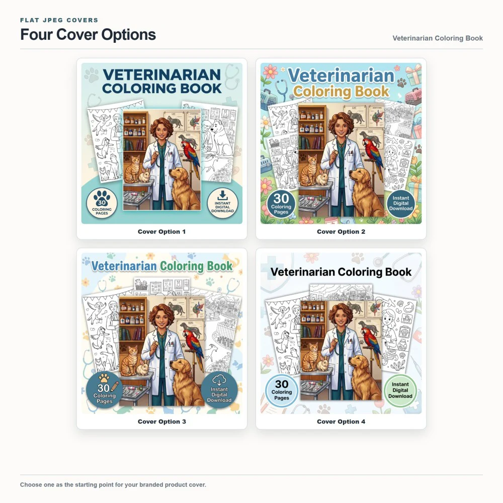 Veterinarian Coloring Your Brand PLR cover options