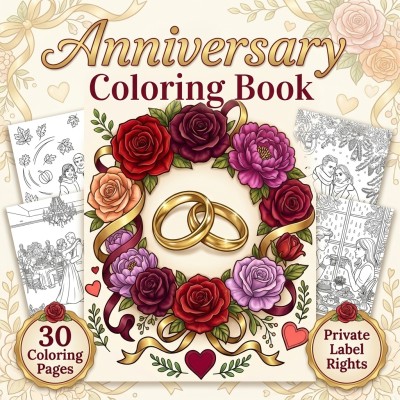 Anniversary Coloring Book PLR – Couples Milestones and Date Night Scenes