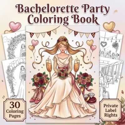 Bachelorette Coloring Book PLR – Bride-to-Be Party and Wind-Down Scenes