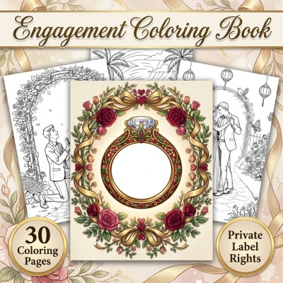 Engagement Coloring Book PLR – Proposal Romance and Wedding Planning Scenes