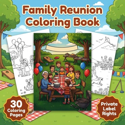 Family Reunion Coloring Book PLR – Cookouts Games and Family Memories