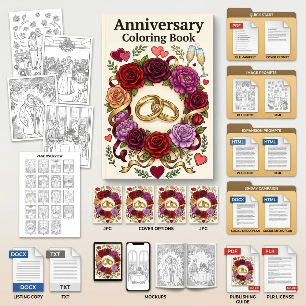 Anniversary Coloring What You Get PLR files