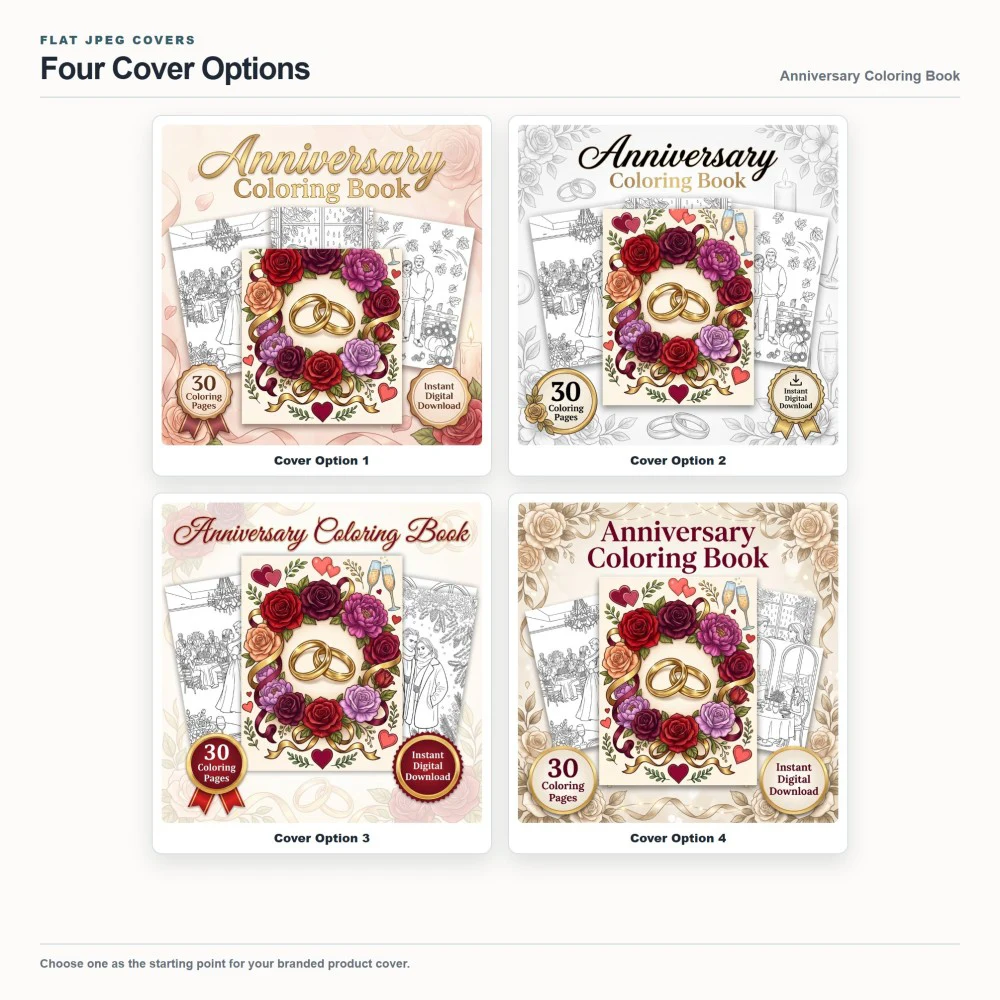 Anniversary Coloring Your Brand PLR cover options