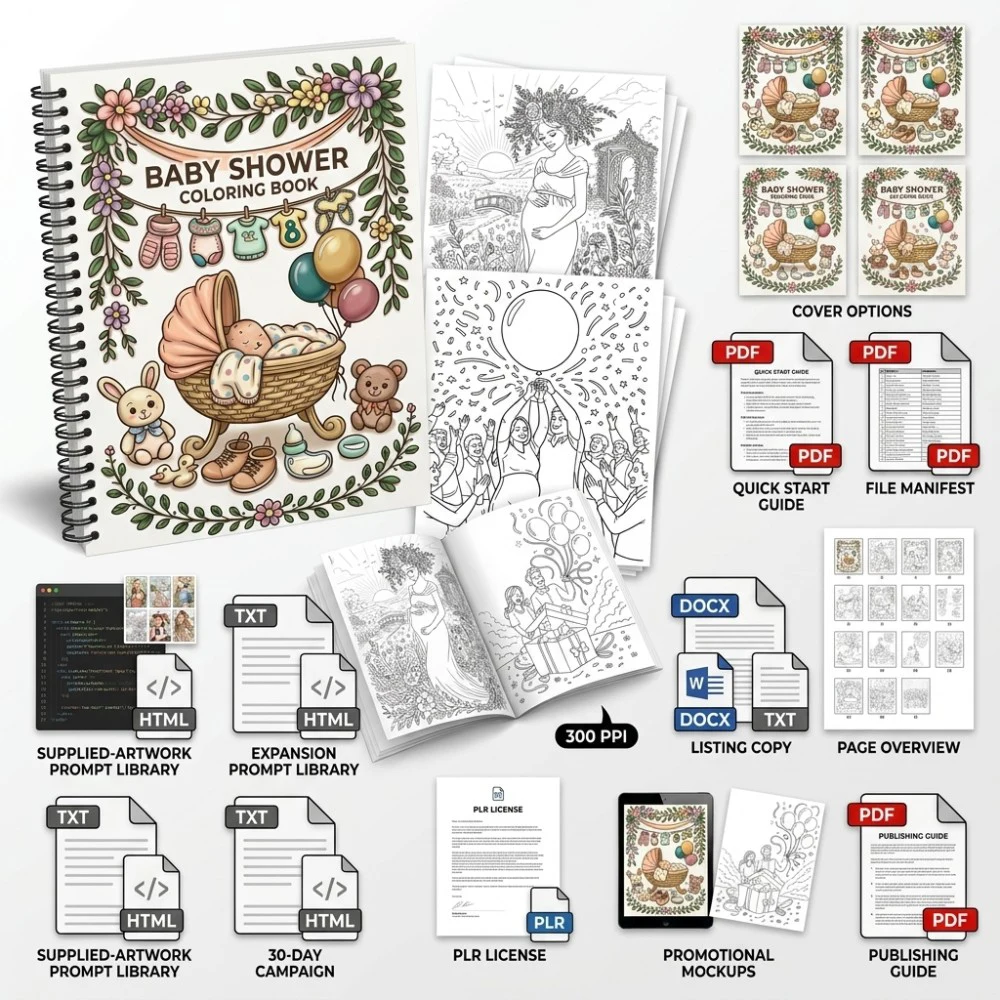 Baby Shower Coloring What You Get PLR files