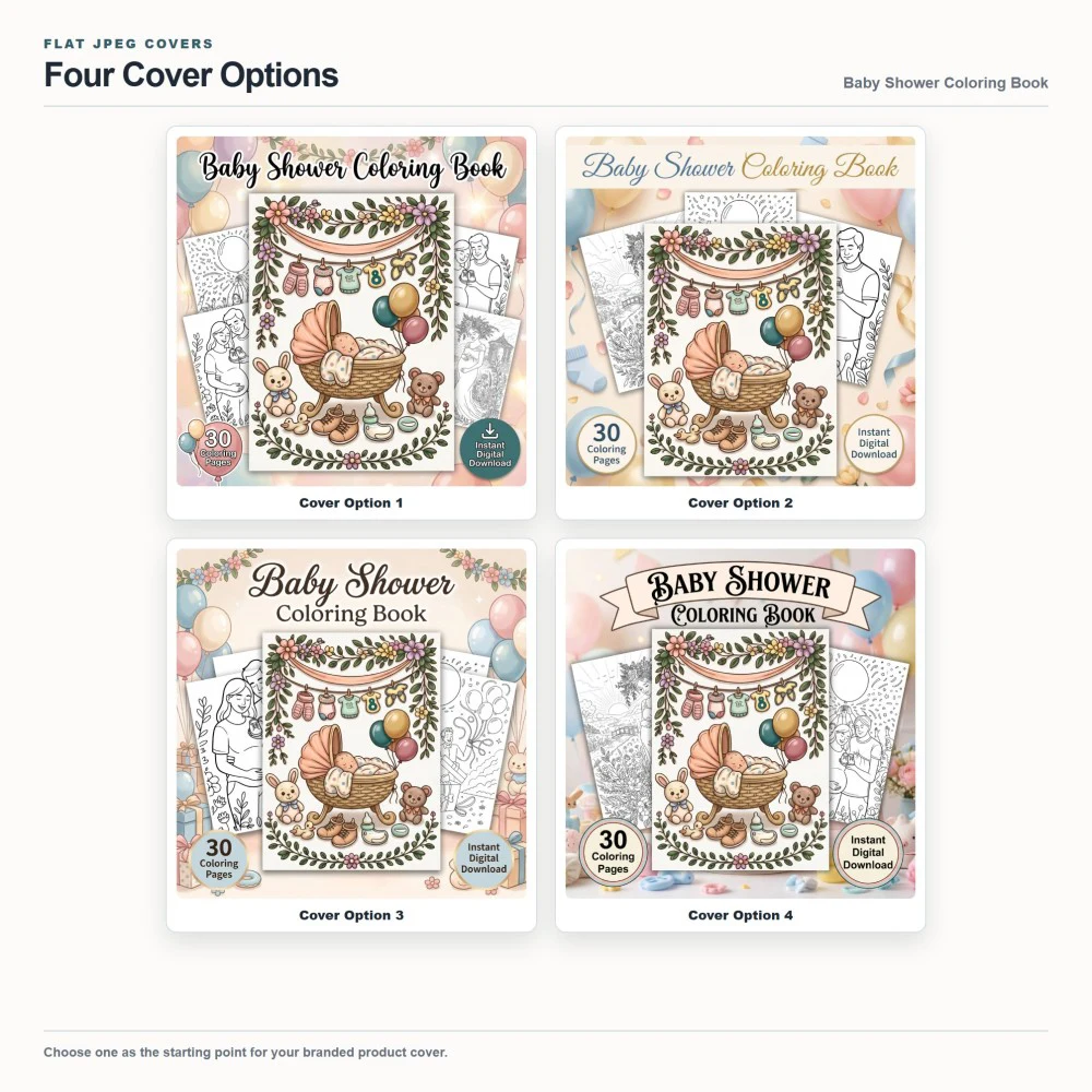 Baby Shower Coloring Your Brand PLR cover options