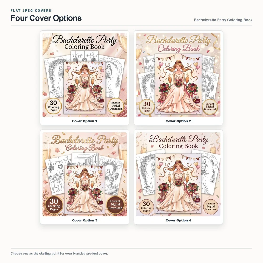 Bachelorette Party Coloring Your Brand PLR cover options
