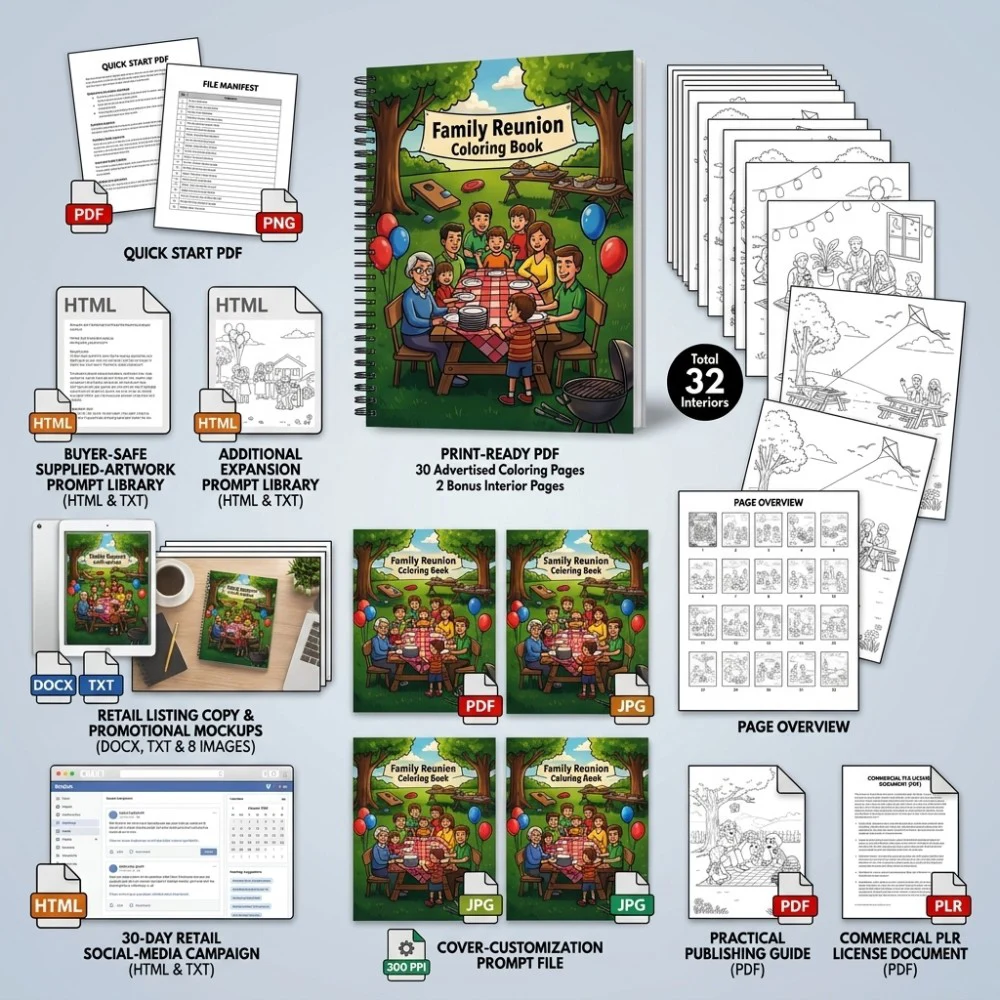 Family Reunion Coloring What You Get PLR files