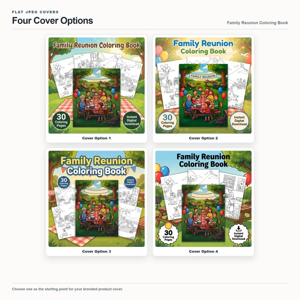 Family Reunion Coloring Your Brand PLR cover options