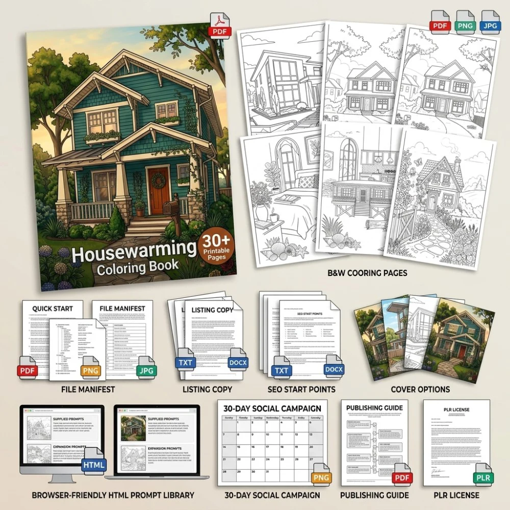 Housewarming Coloring What You Get PLR files