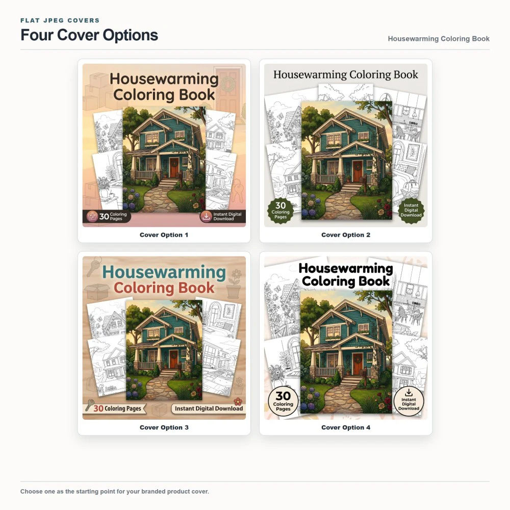 Housewarming Coloring Your Brand PLR cover options