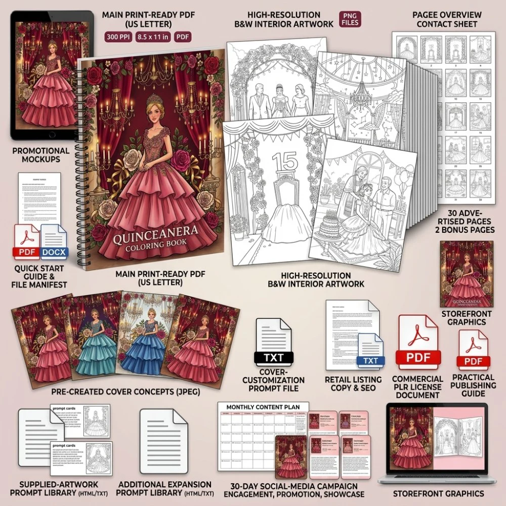 Quinceanera Coloring What You Get PLR files