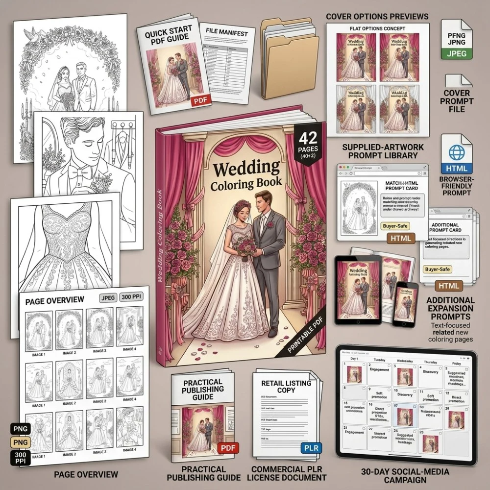 Wedding Coloring What You Get PLR files