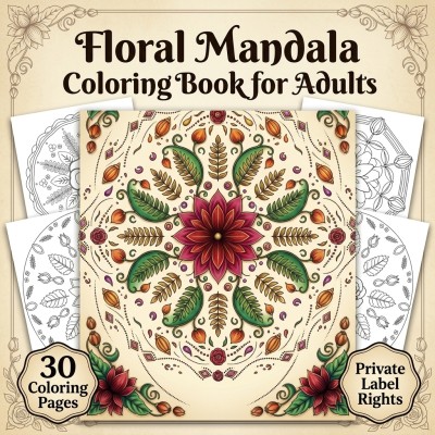 Floral Mandala Coloring Book PLR – Botanical Blooms and Sacred Geometry